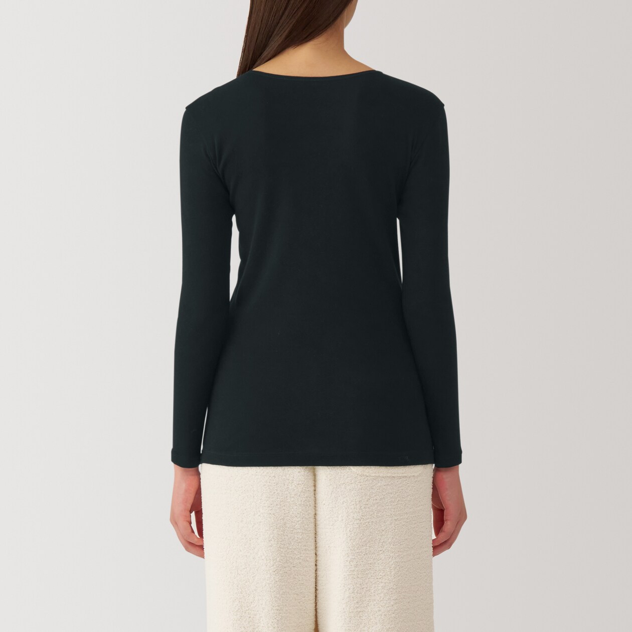 婦人　あったか綿　クルーネック長袖Ｔシャツ