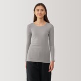 婦人　あったか綿　クルーネック長袖Ｔシャツ