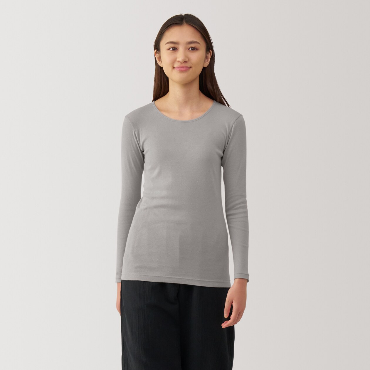 婦人　あったか綿　クルーネック長袖Ｔシャツ