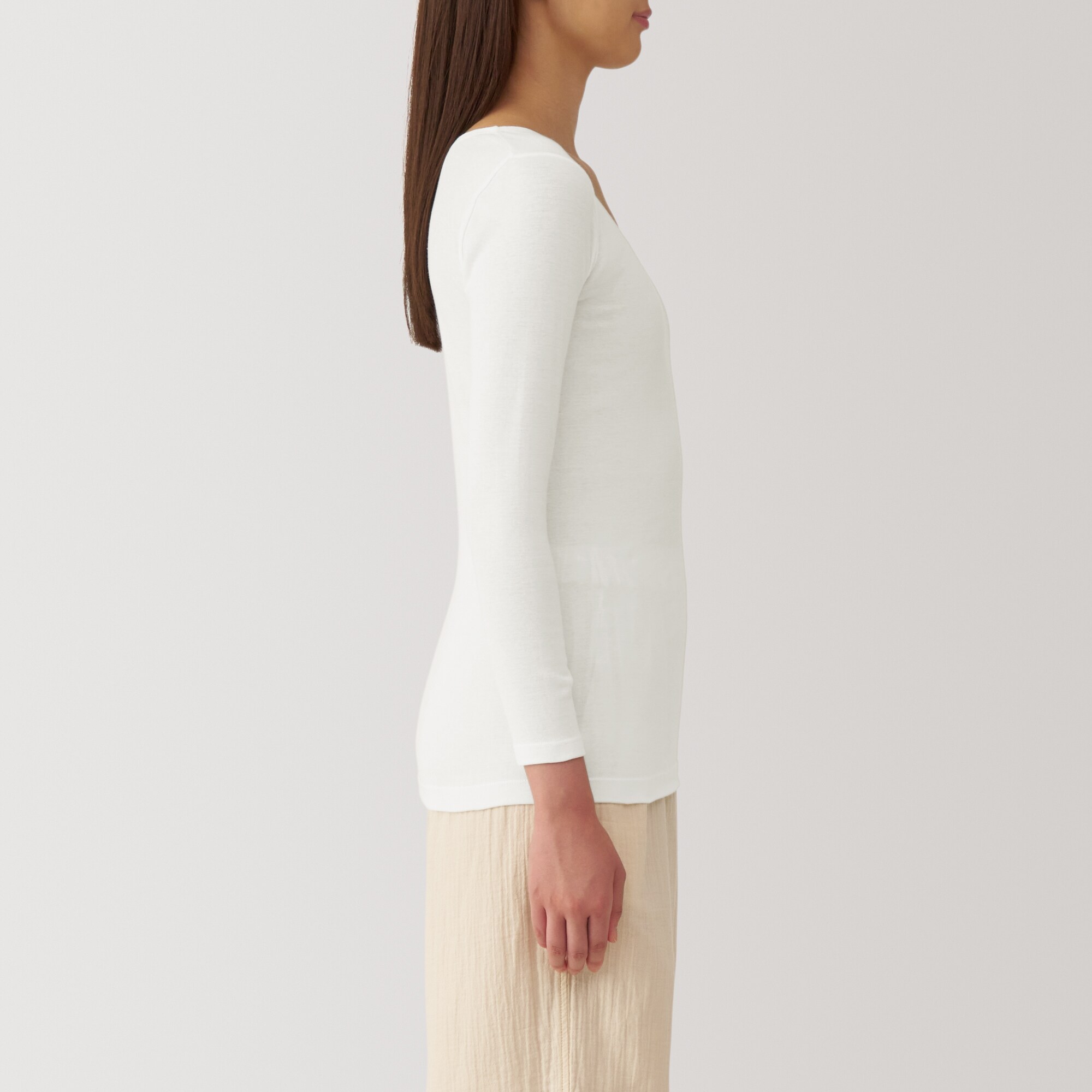 婦人　あったか綿　Ｕネック八分袖Ｔシャツ