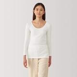 婦人　あったか綿　Ｕネック八分袖Ｔシャツ