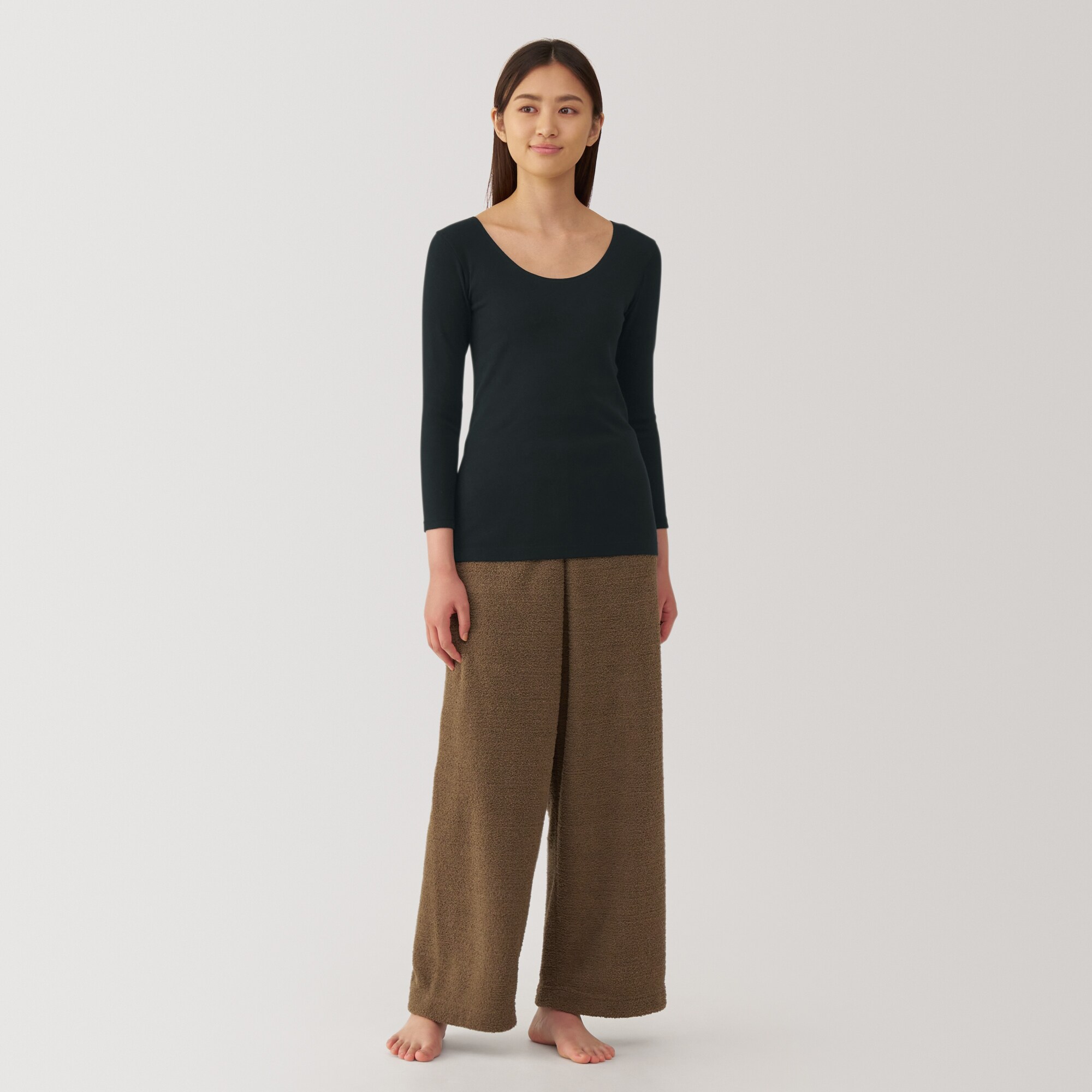 婦人　あったか綿　Ｕネック八分袖Ｔシャツ