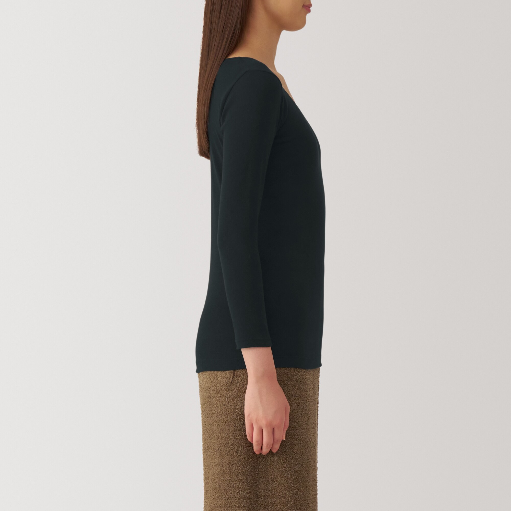 婦人　あったか綿　Ｕネック八分袖Ｔシャツ