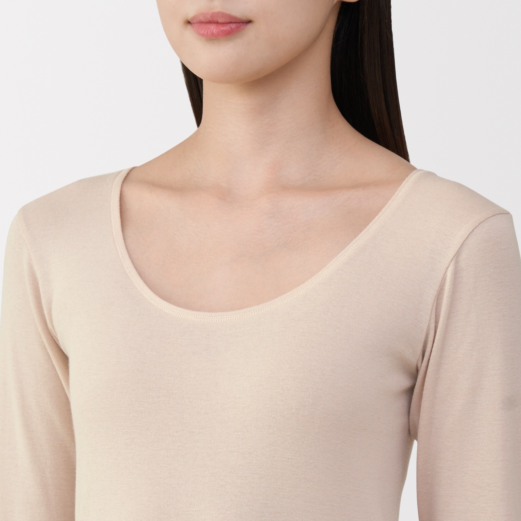 婦人　あったか綿　Ｕネック八分袖Ｔシャツ