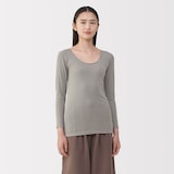 婦人　あったか綿　Ｕネック八分袖Ｔシャツ