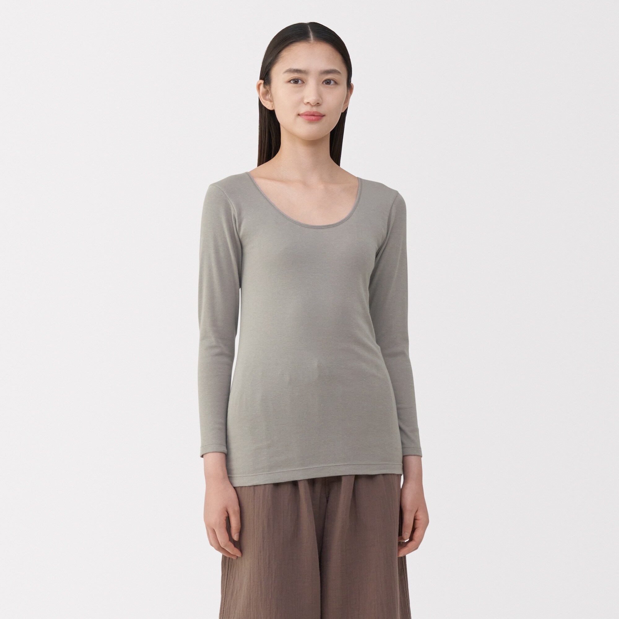 婦人　あったか綿　Ｕネック八分袖Ｔシャツ