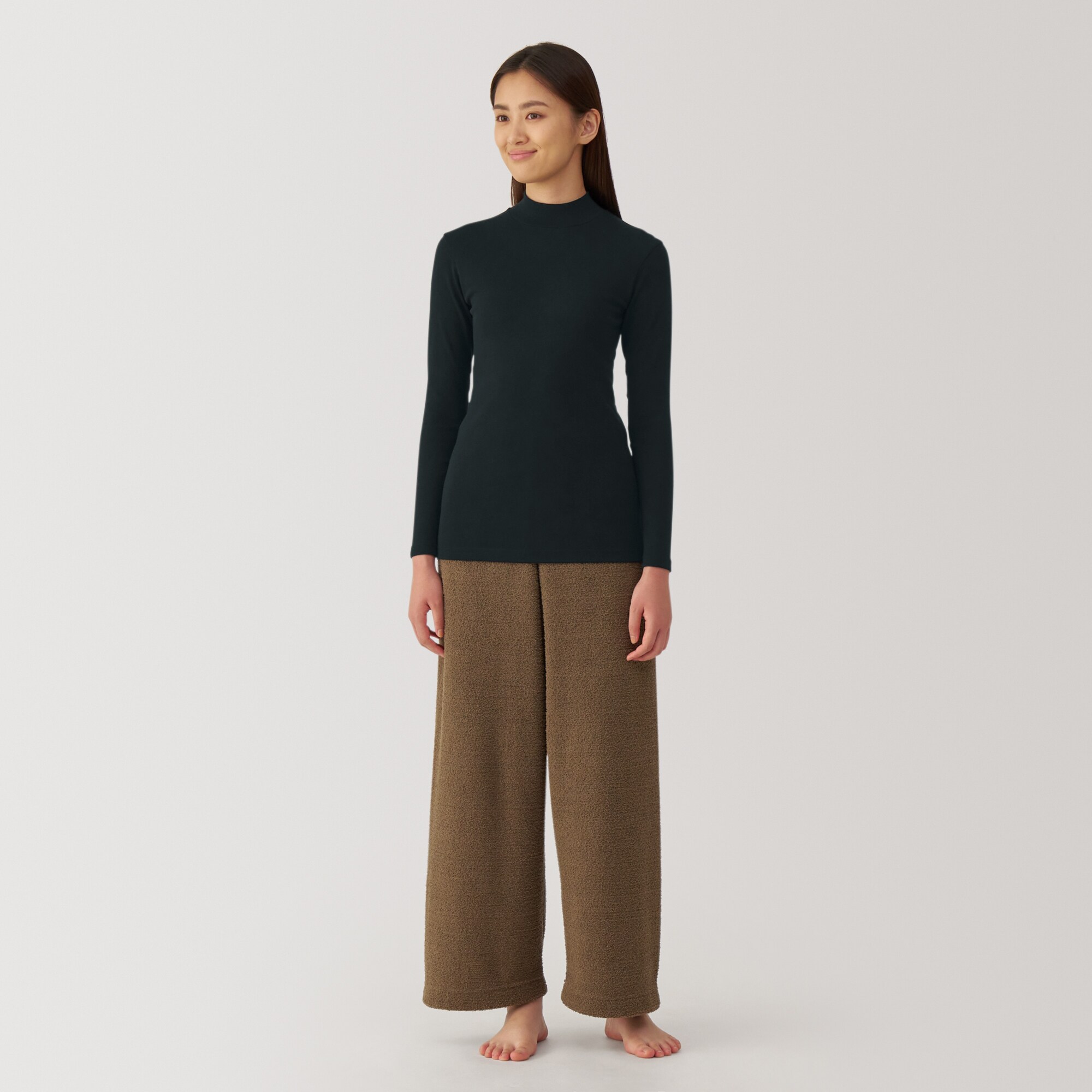 婦人　あったか綿　ハイネックＴシャツ