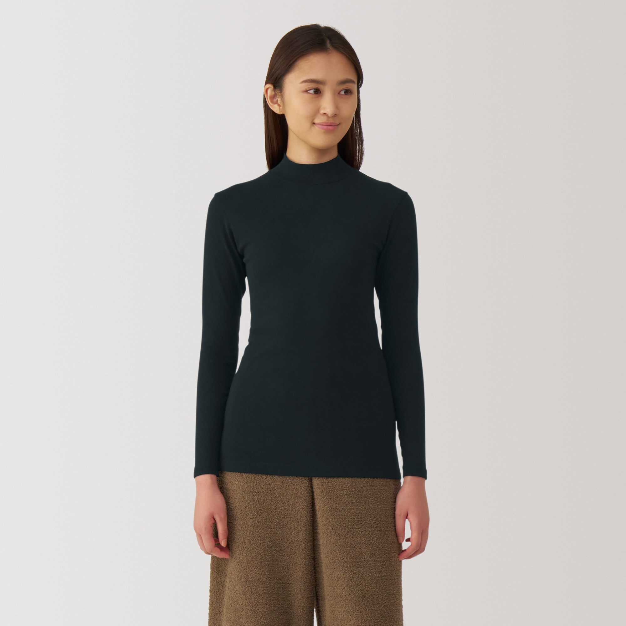 婦人　あったか綿　ハイネックＴシャツ