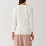 婦人　あったか綿　厚手　Ｕネック八分袖Ｔシャツ