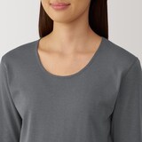 婦人　あったか綿　厚手　Ｕネック八分袖Ｔシャツ