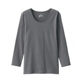 婦人　あったか綿　厚手　Ｕネック八分袖Ｔシャツ