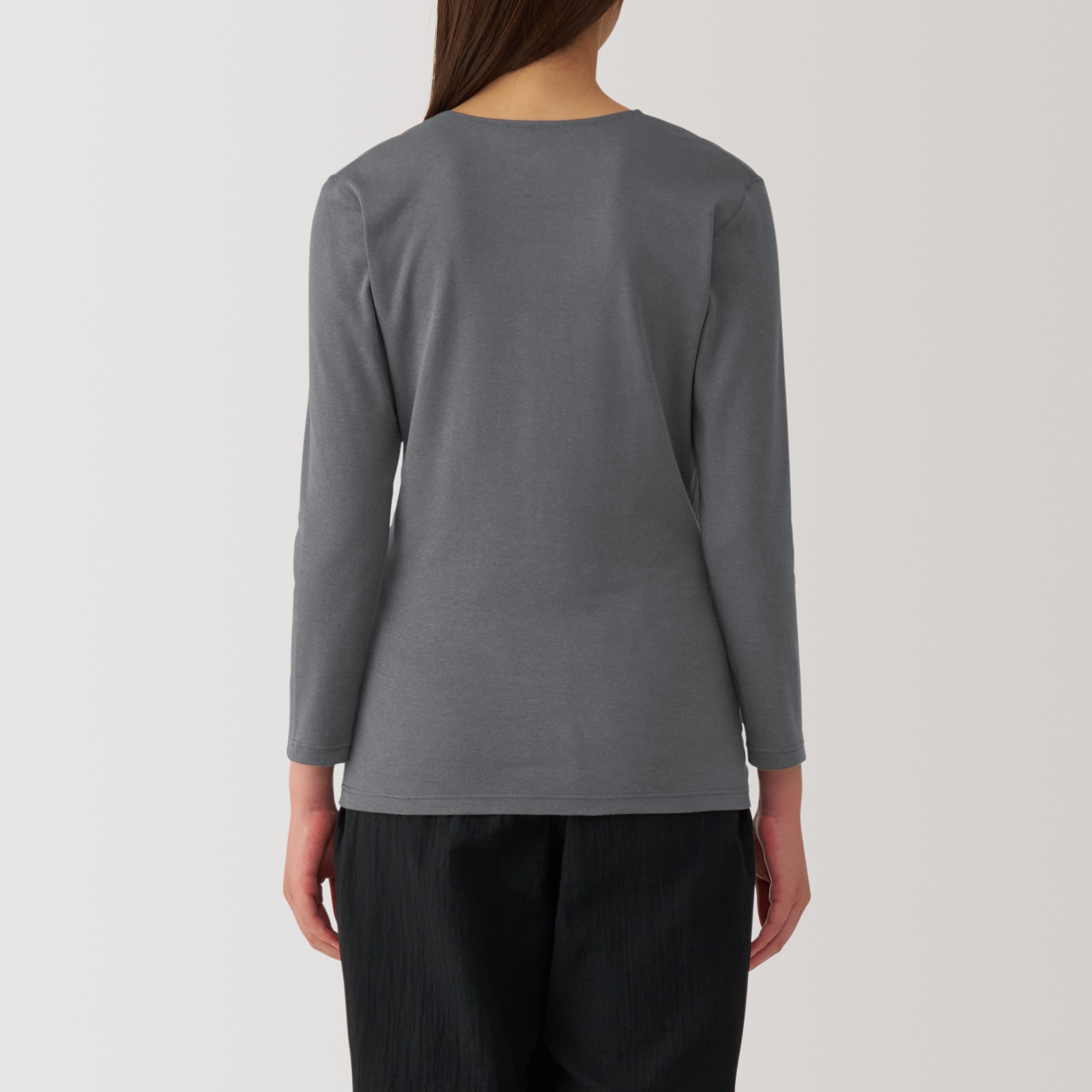 婦人　あったか綿　厚手　Ｕネック八分袖Ｔシャツ