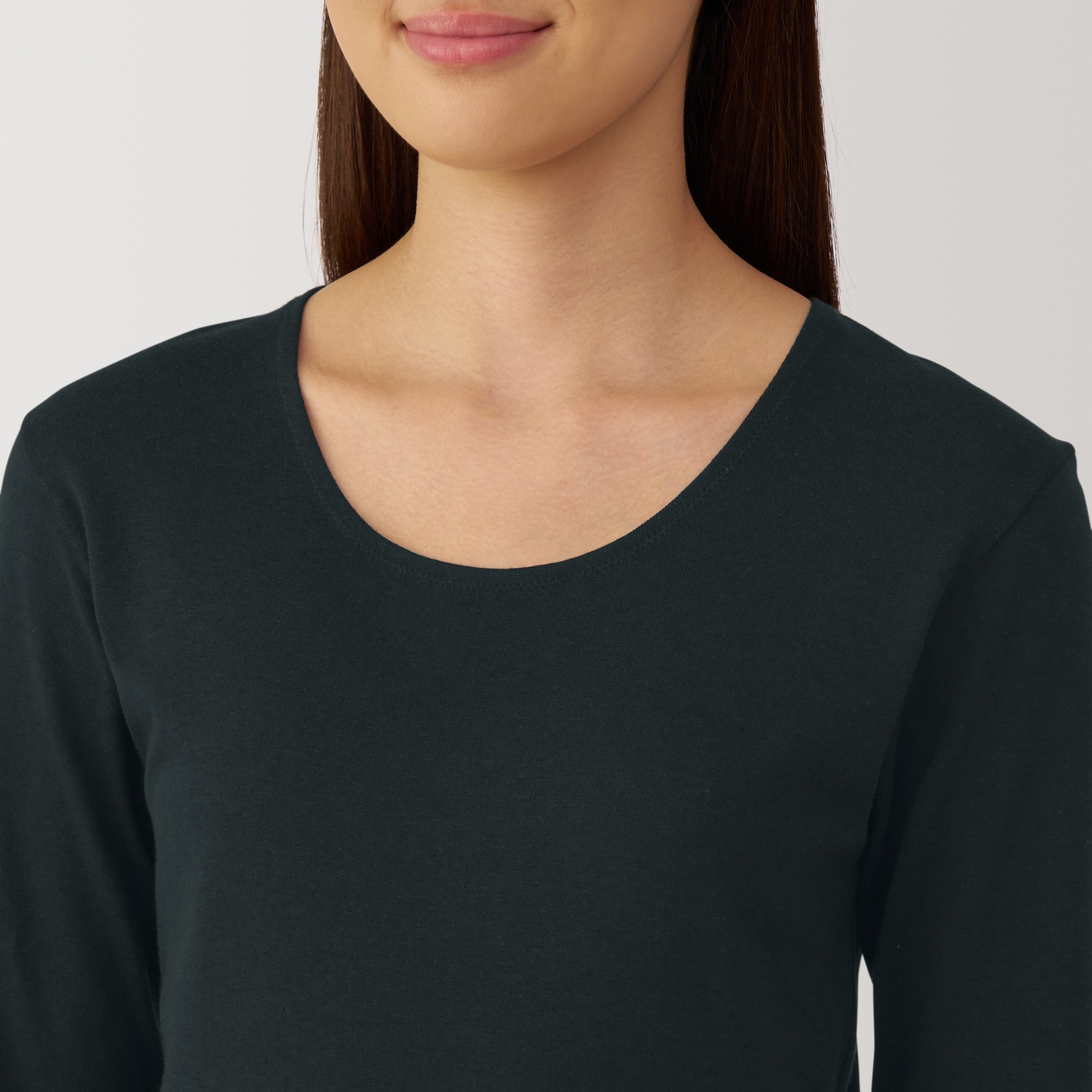 婦人　あったか綿　厚手　Ｕネック八分袖Ｔシャツ