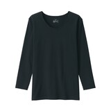 婦人　あったか綿　厚手　Ｕネック八分袖Ｔシャツ