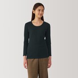 婦人　あったか綿　厚手　Ｕネック八分袖Ｔシャツ