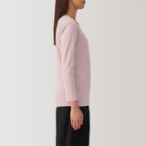 婦人　あったか綿　厚手　Ｕネック八分袖Ｔシャツ