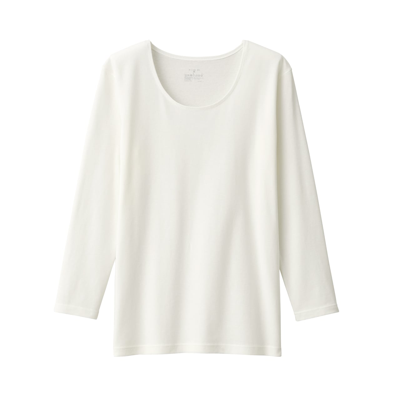 婦人　あったか綿　厚手　Ｕネック八分袖Ｔシャツ