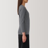 婦人　あったか綿　厚手　Ｕネック八分袖Ｔシャツ