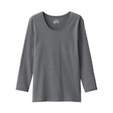 婦人　あったか綿　厚手　Ｕネック八分袖Ｔシャツ