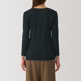 婦人　あったか綿　厚手　Ｕネック八分袖Ｔシャツ