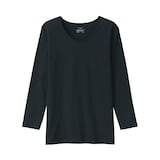 婦人　あったか綿　厚手　Ｕネック八分袖Ｔシャツ