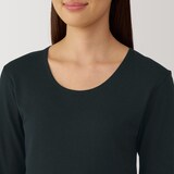 婦人　あったか綿　厚手　Ｕネック八分袖Ｔシャツ