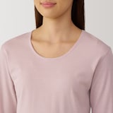 婦人　あったか綿　厚手　Ｕネック八分袖Ｔシャツ