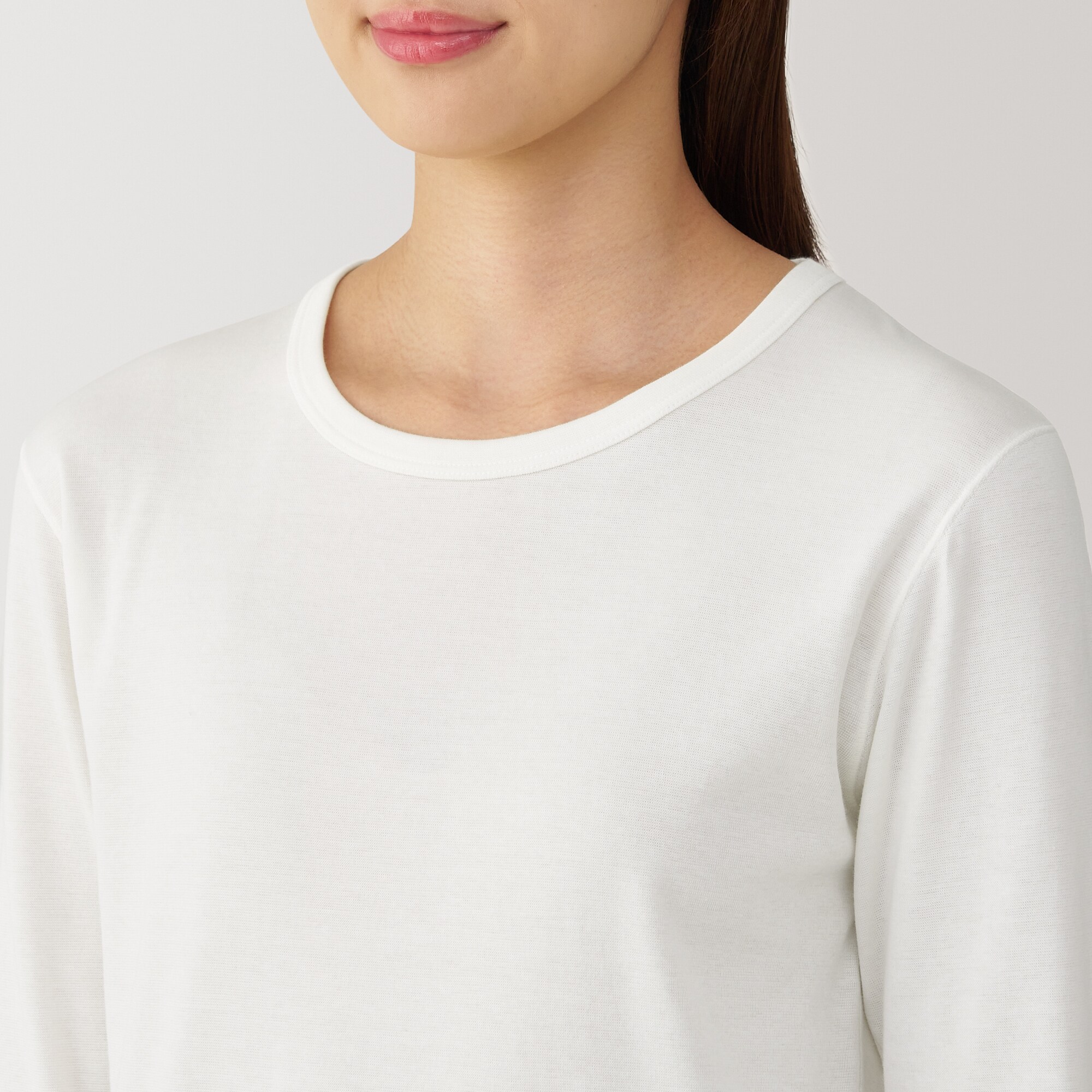 婦人　あったか綿　厚手　クルーネック長袖Ｔシャツ