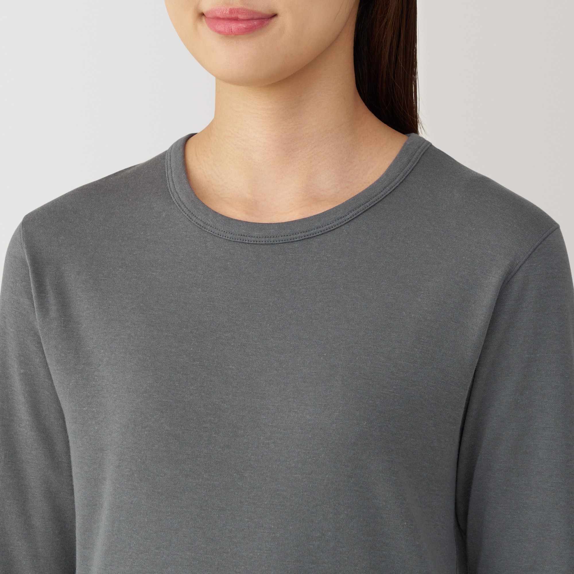 婦人　あったか綿　厚手　クルーネック長袖Ｔシャツ