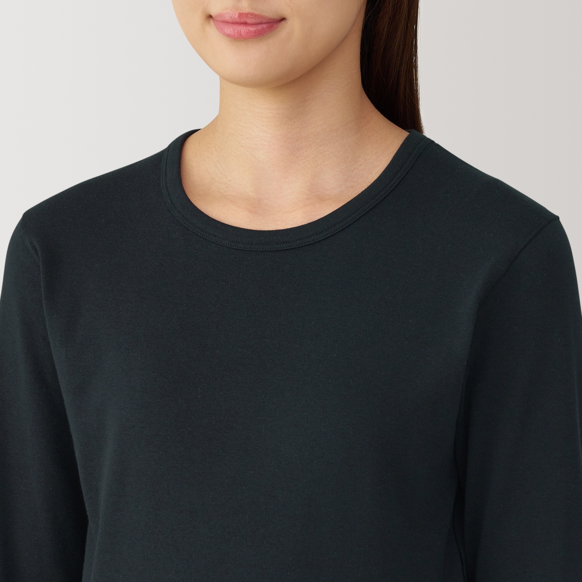 婦人　あったか綿　厚手　クルーネック長袖Ｔシャツ