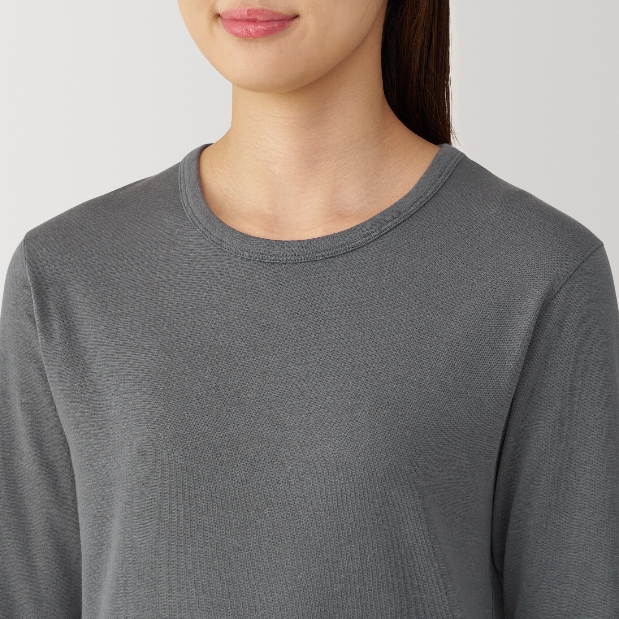 婦人　あったか綿　厚手　クルーネック長袖Ｔシャツ