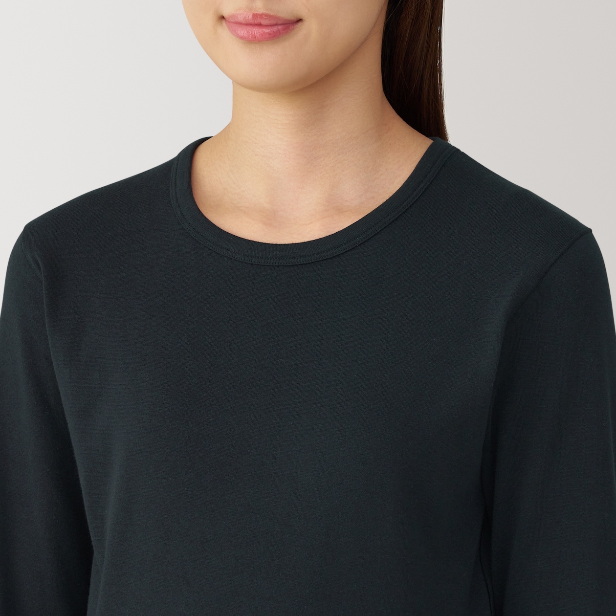 婦人　あったか綿　厚手　クルーネック長袖Ｔシャツ