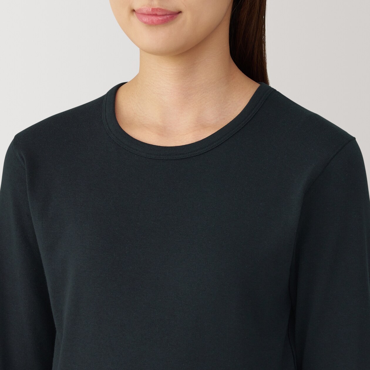 婦人　あったか綿　厚手　クルーネック長袖Ｔシャツ