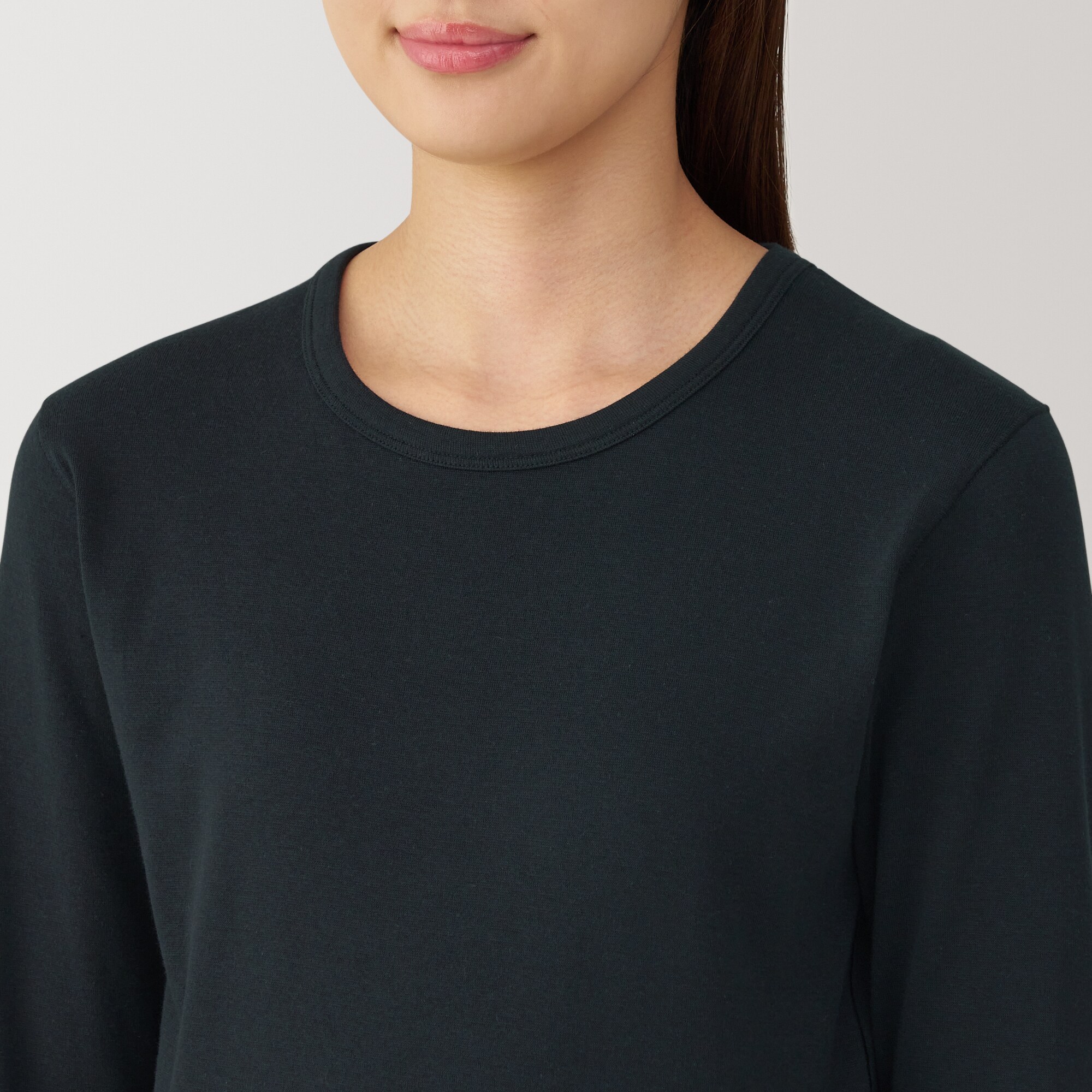 婦人　あったか綿　厚手　クルーネック長袖Ｔシャツ