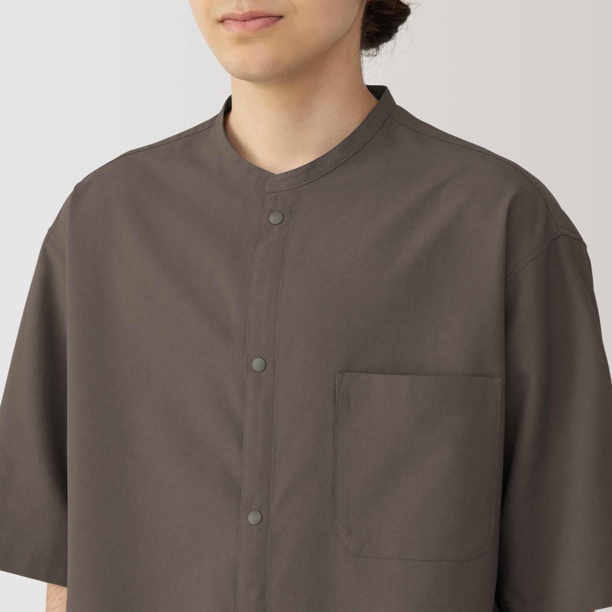 無印良品紳士　風を通すスタンドカラー五分袖シャツ 無印良品 シャツ 紳士 風を通す スタンドカラー五分袖シャツ