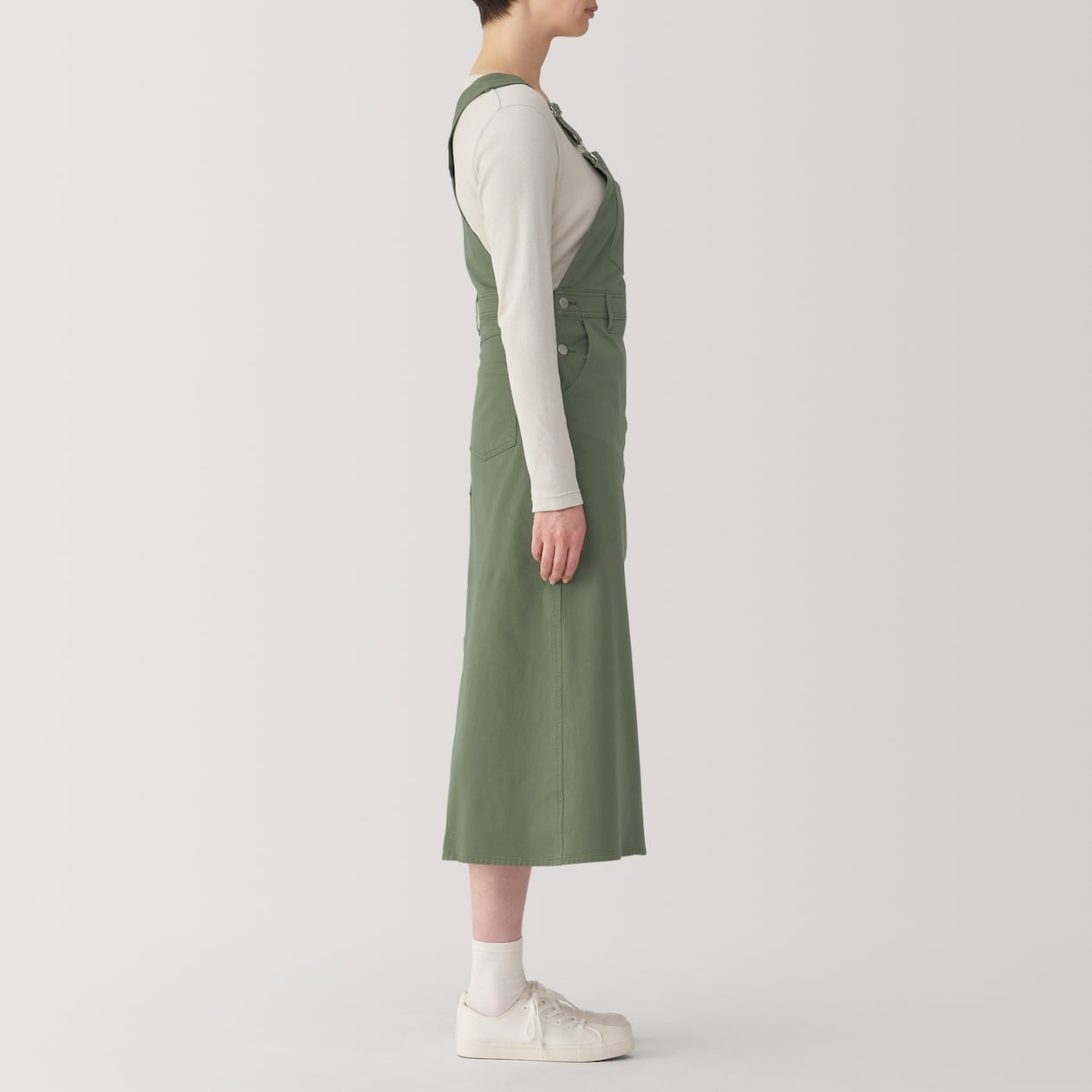 婦人　ストレッチチノサロペットスカート