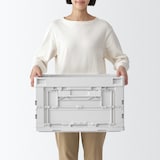 再生ポリプロピレン入り　折りたたみコンテナ　窓付　５０Ｌ　ホワイトグレー