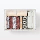 再生ポリプロピレン入り　折りたたみコンテナ　窓付　５０Ｌ　ホワイトグレー