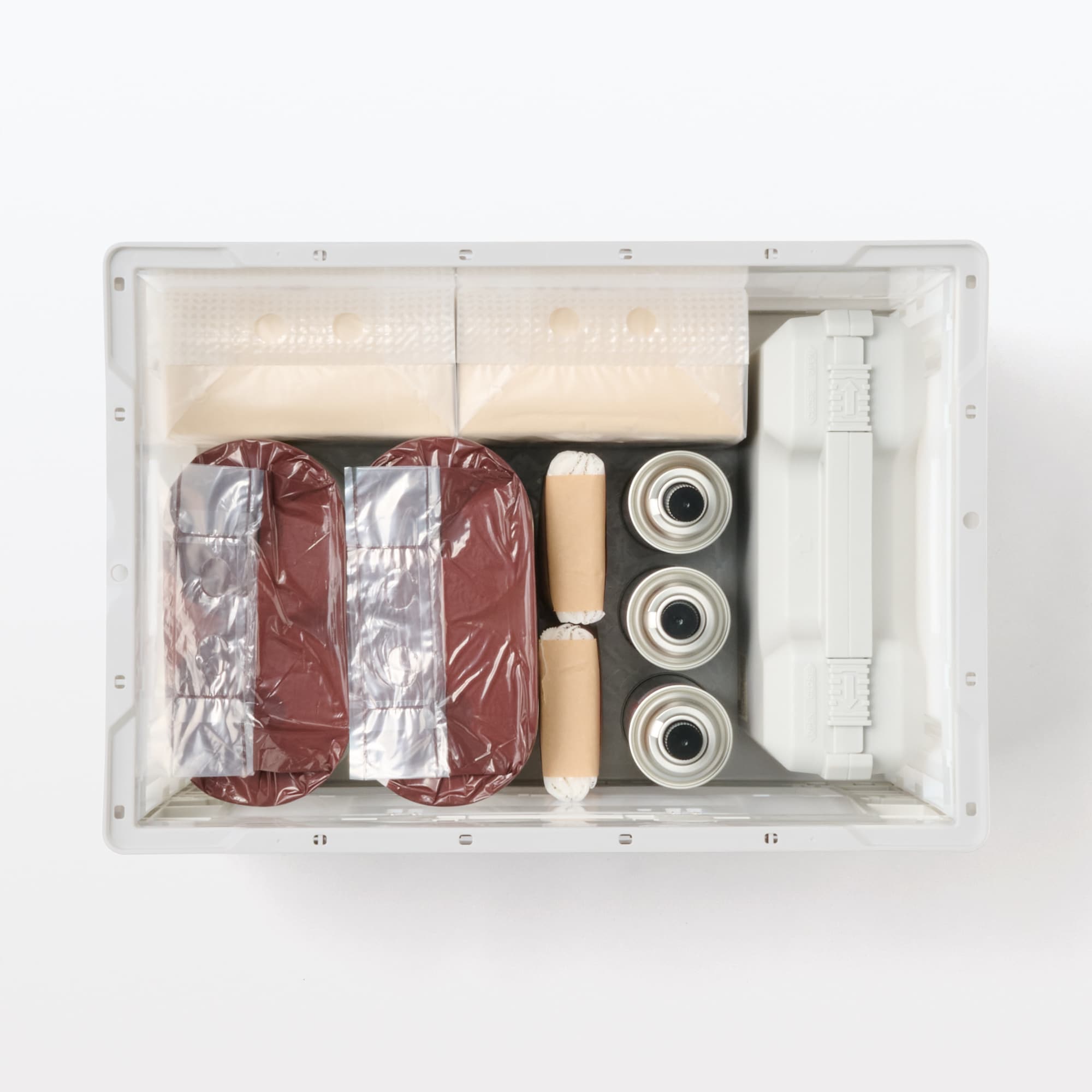 再生ポリプロピレン入り　折りたたみコンテナ　窓付　５０Ｌ　ホワイトグレー