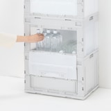 再生ポリプロピレン入り　折りたたみコンテナ　窓付　５０Ｌ　ホワイトグレー