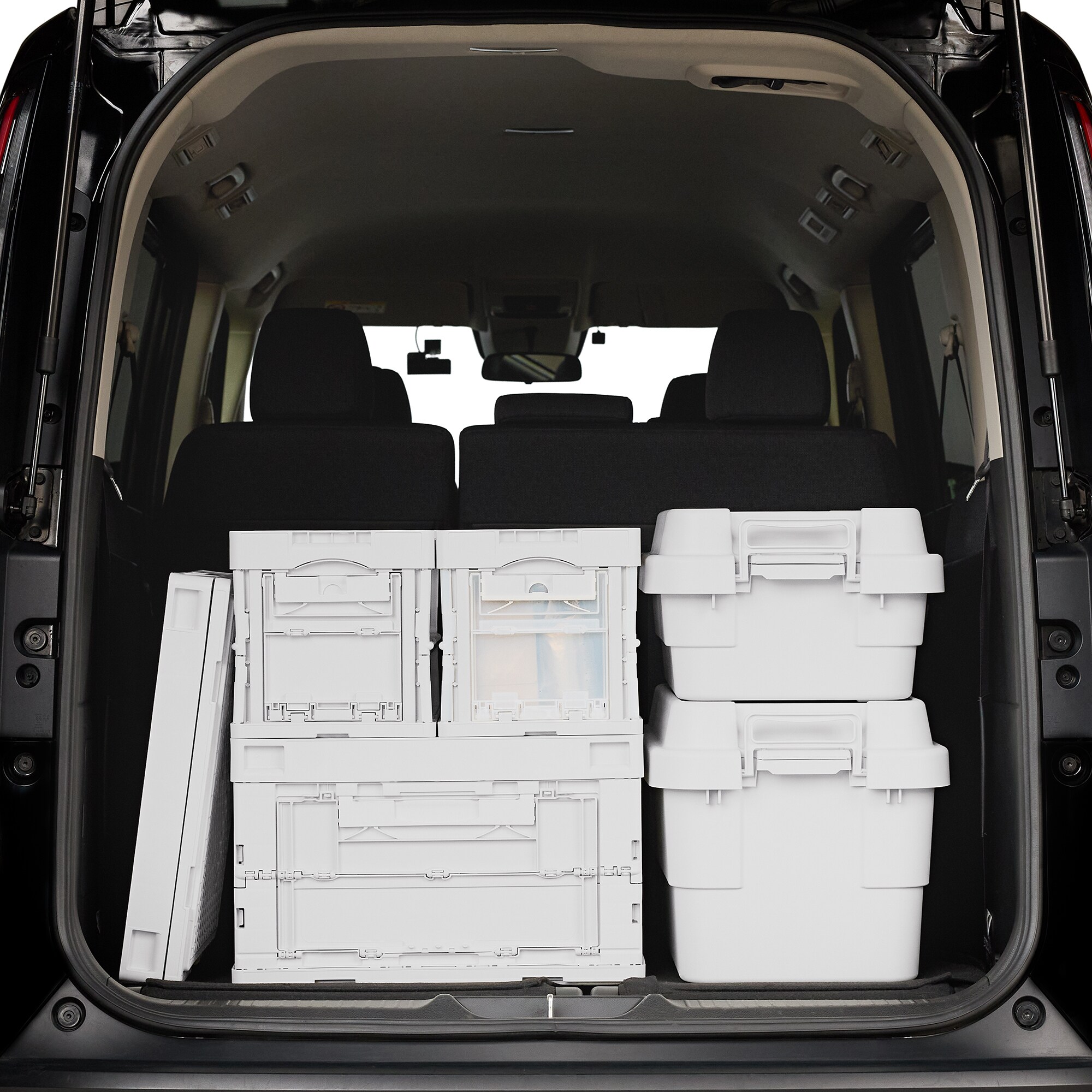 再生ポリプロピレン入り 折りたたみコンテナ 窓付 50L ホワイト