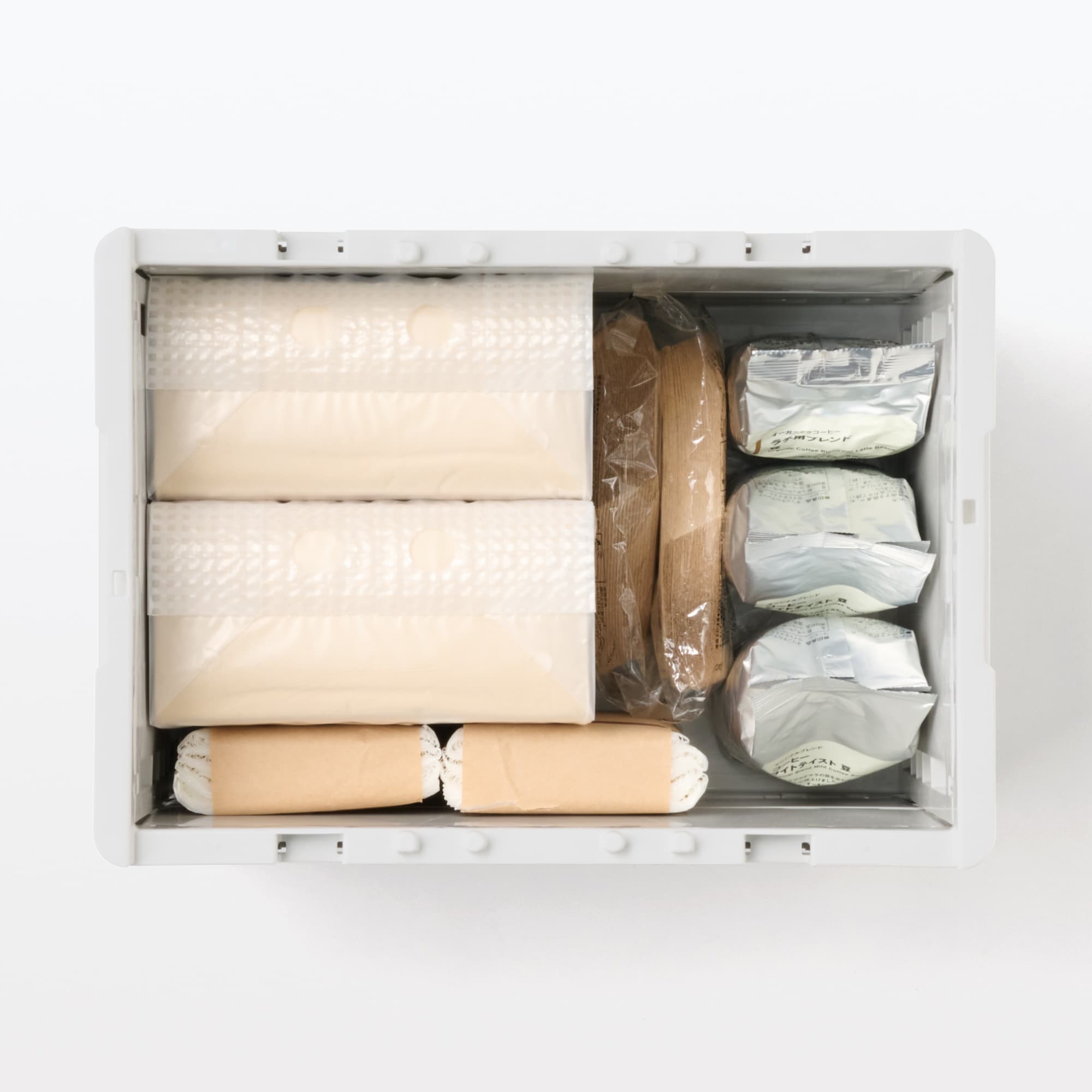 再生ポリプロピレン入り　折りたたみコンテナ　２０Ⅼ　ホワイトグレー