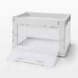 再生ポリプロピレン入り　折りたたみコンテナ　窓付　５０Ｌ　ホワイトグレー／半透明