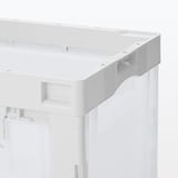 再生ポリプロピレン入り　折りたたみコンテナ　窓付　５０Ｌ　ホワイトグレー／半透明