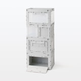 再生ポリプロピレン入り　折りたたみコンテナ　窓付　５０Ｌ　ホワイトグレー／半透明