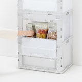 再生ポリプロピレン入り　折りたたみコンテナ　窓付　５０Ｌ　ホワイトグレー／半透明