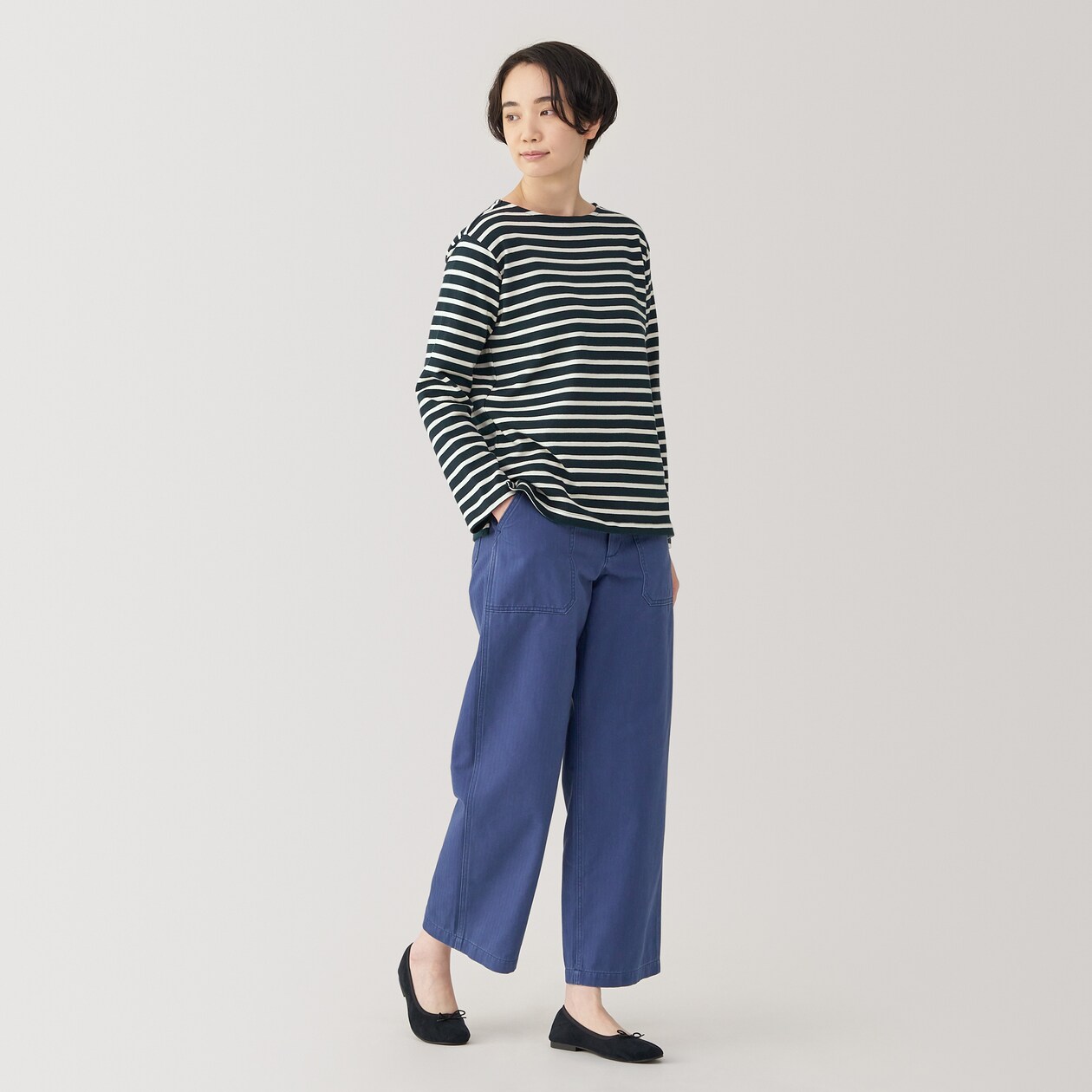 婦人　太番手ボートネック長袖Ｔシャツ