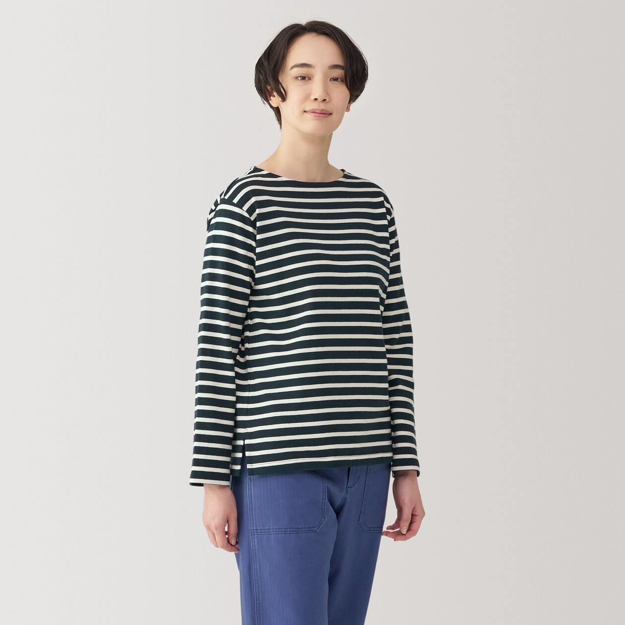 婦人　太番手ボートネック長袖Ｔシャツ