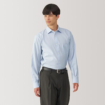 紳士　ノンアイロンセミワイドカラー長袖シャツ