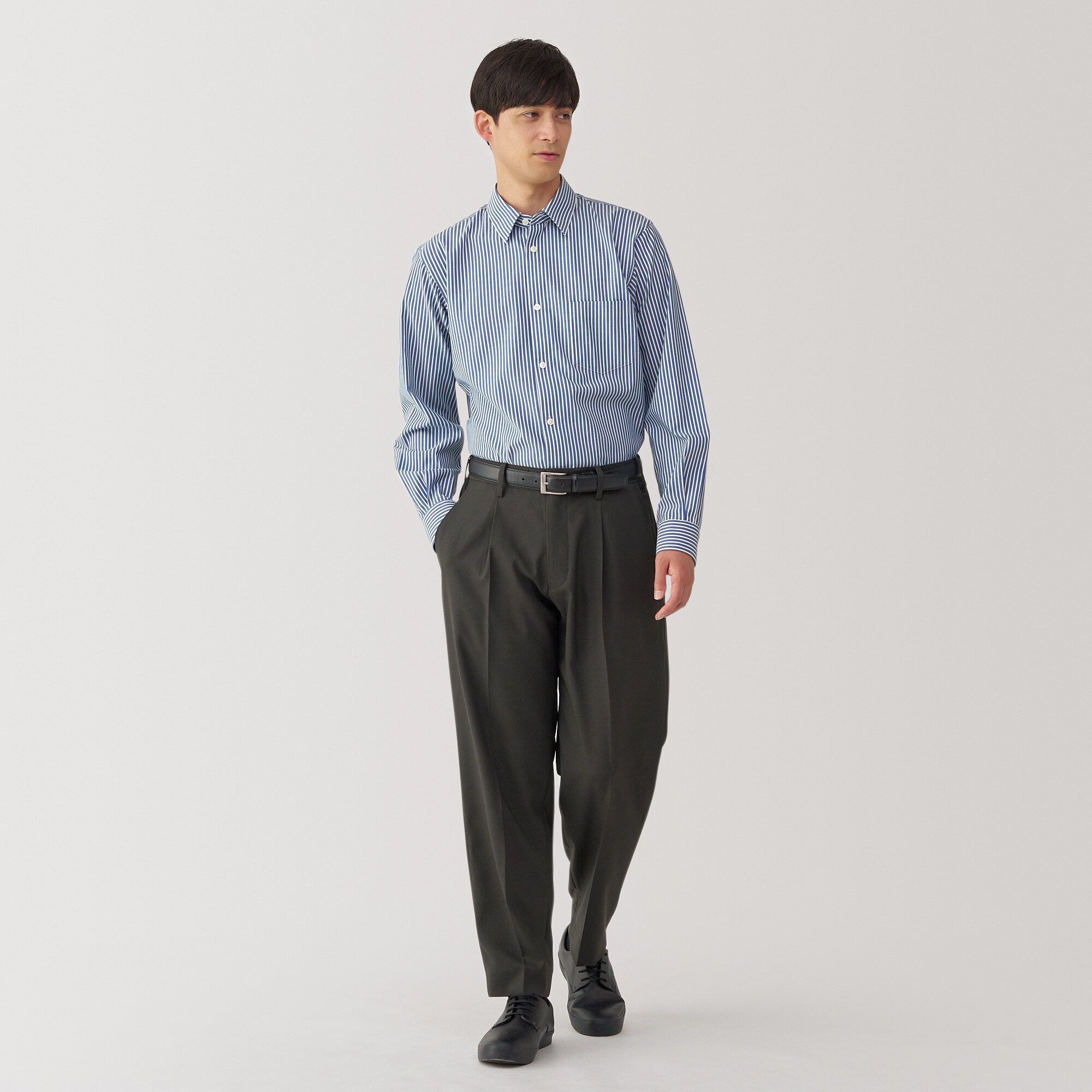紳士 ノンアイロンレギュラーカラー長袖シャツ | 無印良品